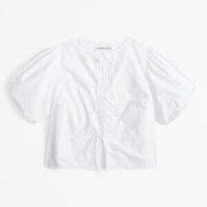 Abercrombie & Fitch Tie-Front Puff Sleeve Top